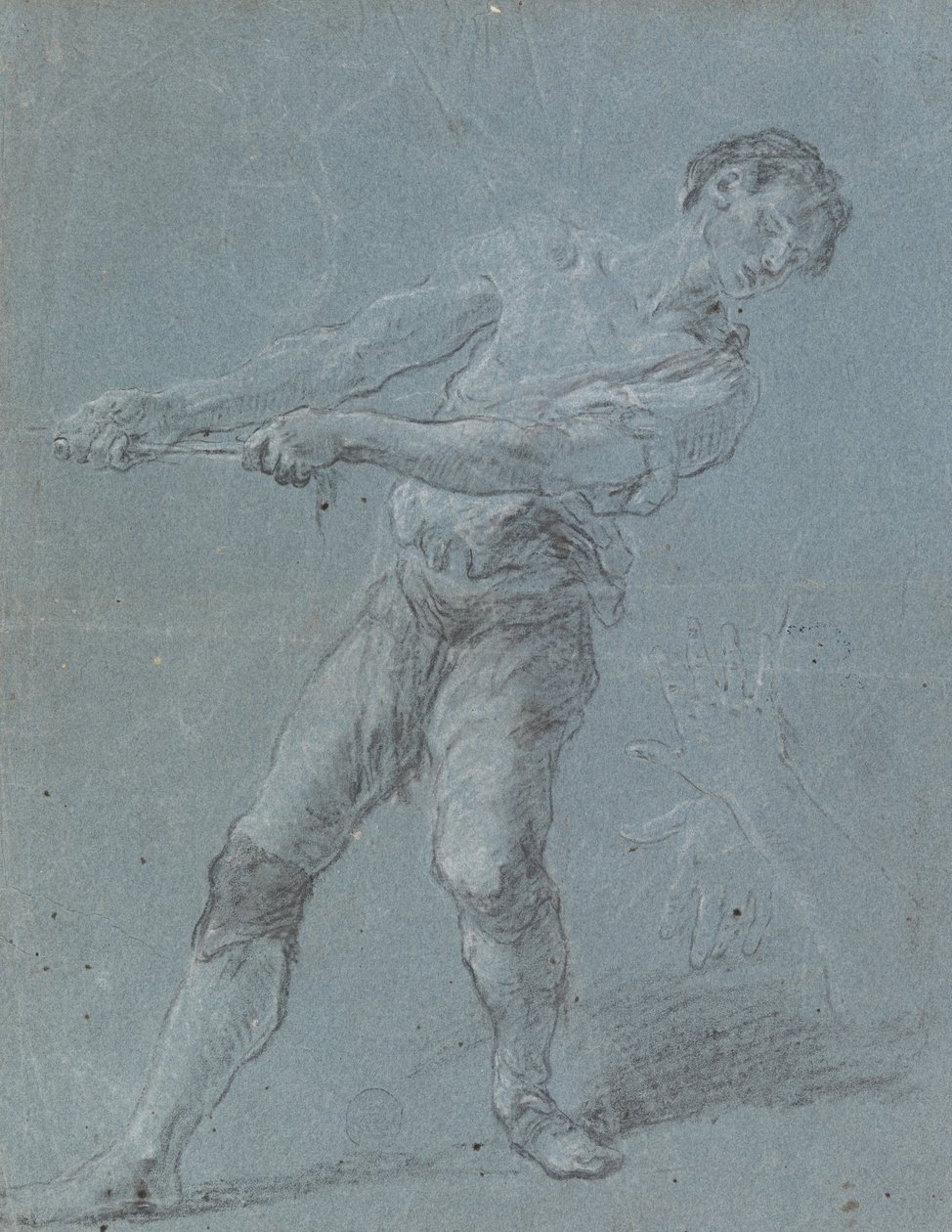 Giovane che tira una corda da Luca Giordano