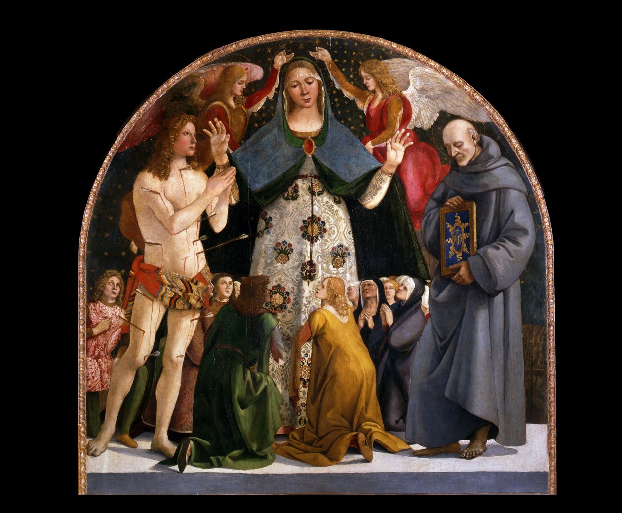 Madonna della Misericordia e i santi Sebastiano e Bernardino da Siena da Luca Signorelli