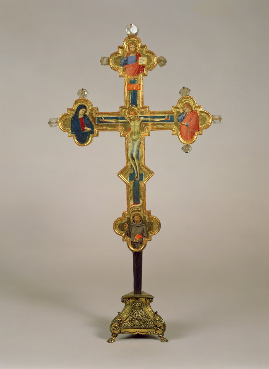 Croce Portatile, decorata con scene del Cristo Crocifisso con la Vergine, San Giovanni Evangelista e San Francesco (recto) da Luca di Tommè