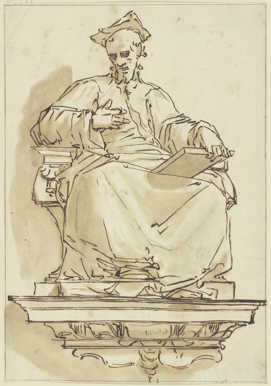 Statua da mensola di un cardinale seduto da Luca Cambiaso