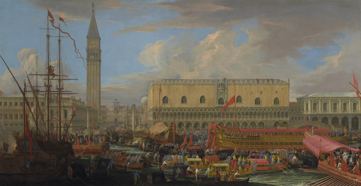 Il Bucintoro che parte dal Bacino di San Marco da Luca Carlevaris