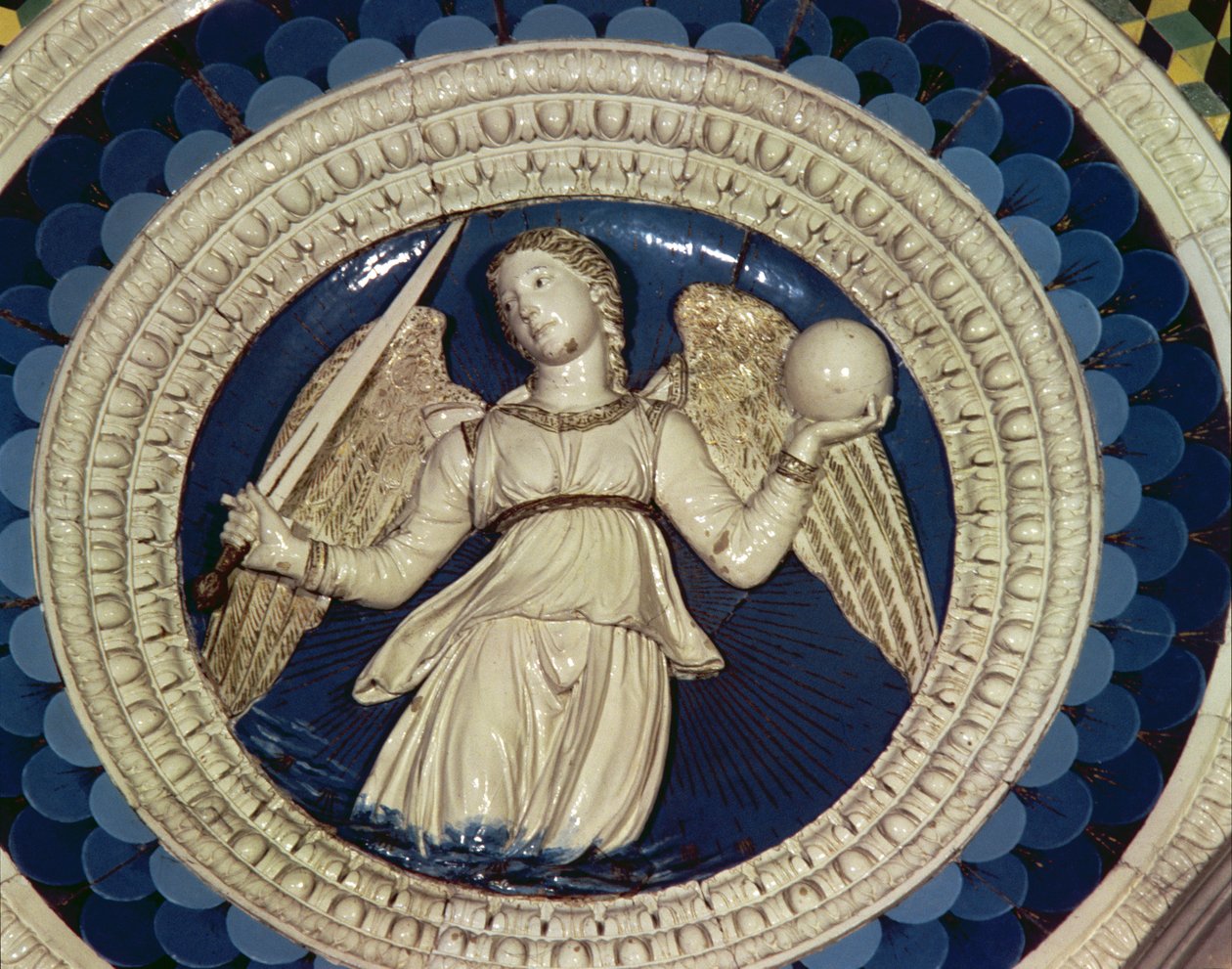 Giustizia, tondo dalla tomba del Cardinale del Portogallo, 1460