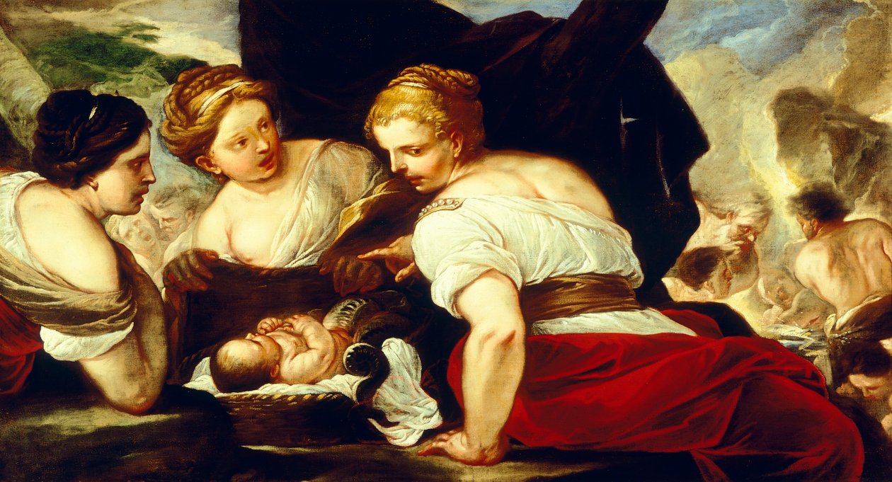 Figlie di Cecrope che aprono il cesto contenente il bambino Erittonio, di Luca Giordano (1634-1705) da Luca Giordano