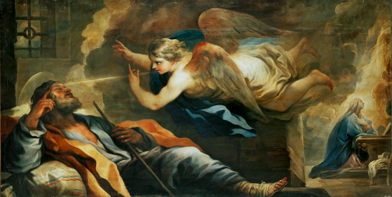 Il sogno di Giuseppe... (dipinto su tela) da Luca Giordano
