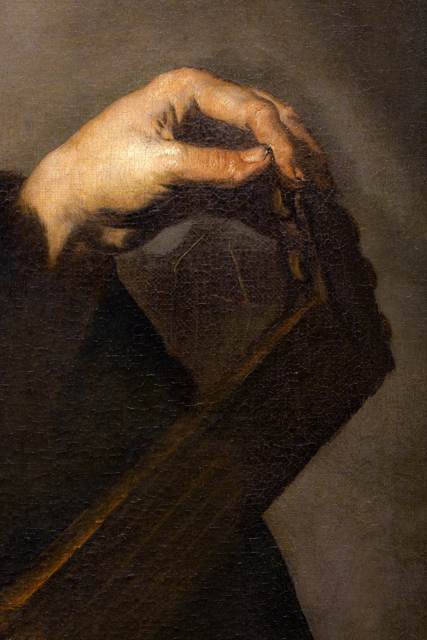 Musicista che accorda il suo liuto (particolare) da Luca Giordano