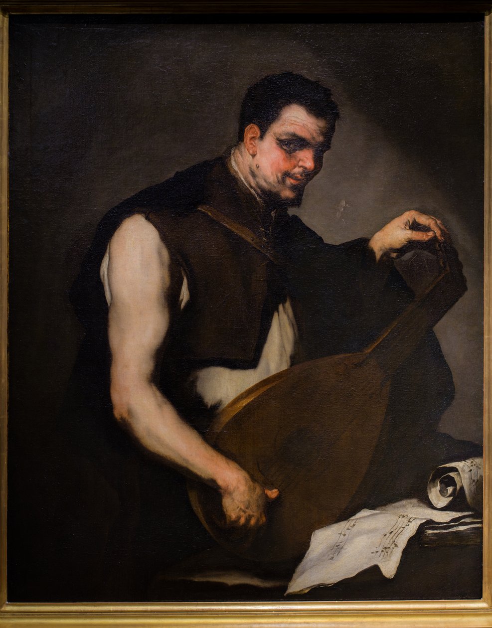 Musicista che accorda il suo liuto da Luca Giordano