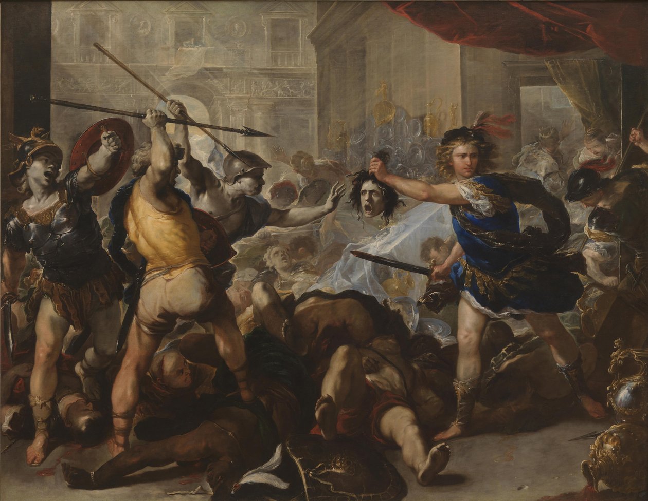 Perseo trasforma Fineo e i suoi seguaci in pietra da Luca Giordano