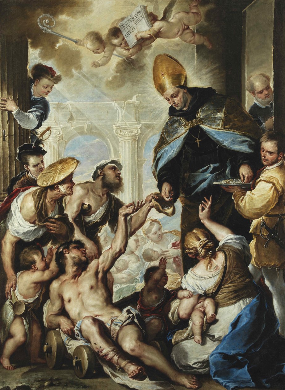 San Tommaso di Villanova che dà elemosina ai poveri, ca 1658 da Luca Giordano