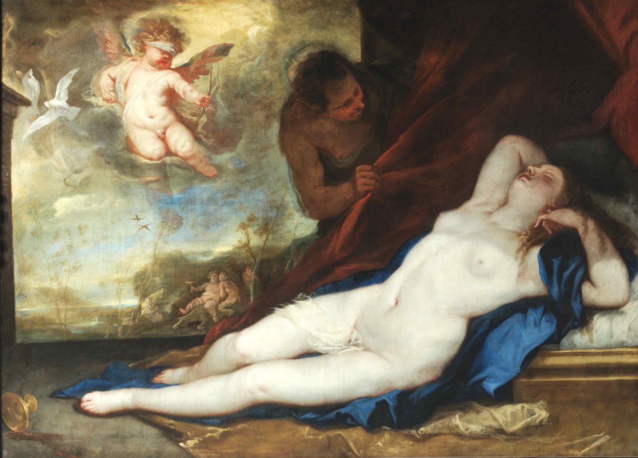 Venere dormiente, Amore e Satiro, c. 1670 da Luca Giordano