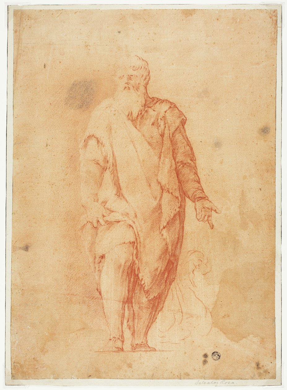 Uomo barbuto in piedi da Luca Giordano