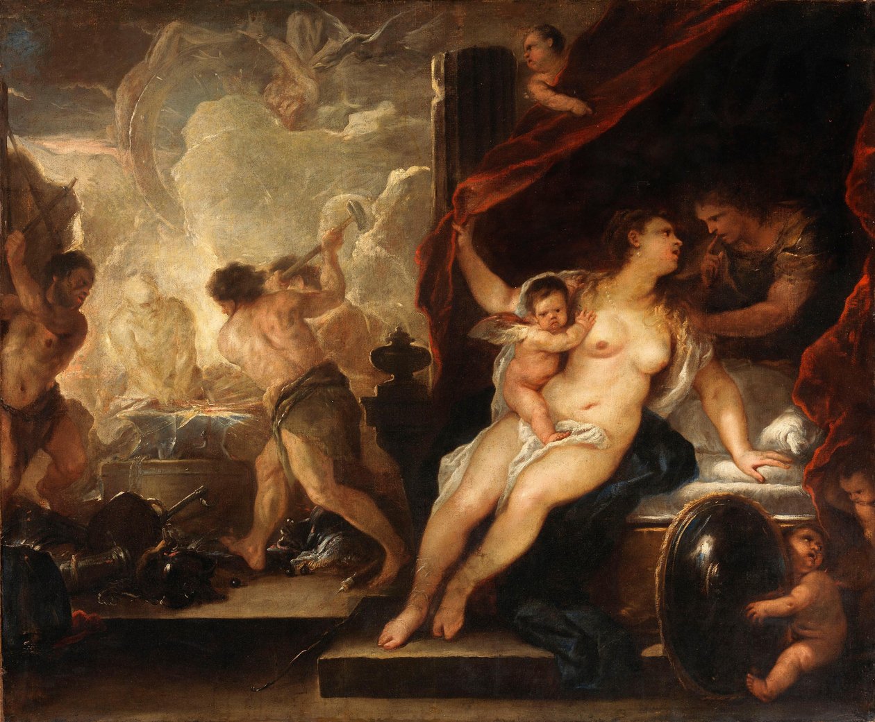 Venus, Mars und die Schmiede des Vulkan da Luca Giordano