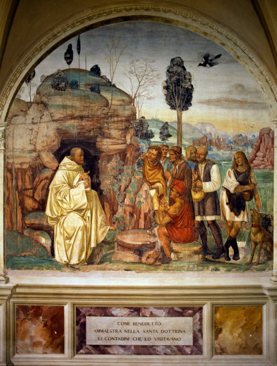 Papa Benedetto insegna la dottrina santa ai contadini, dalle Storie di San Benedetto di Monte Oliveto Maggiore da Luca Signorelli