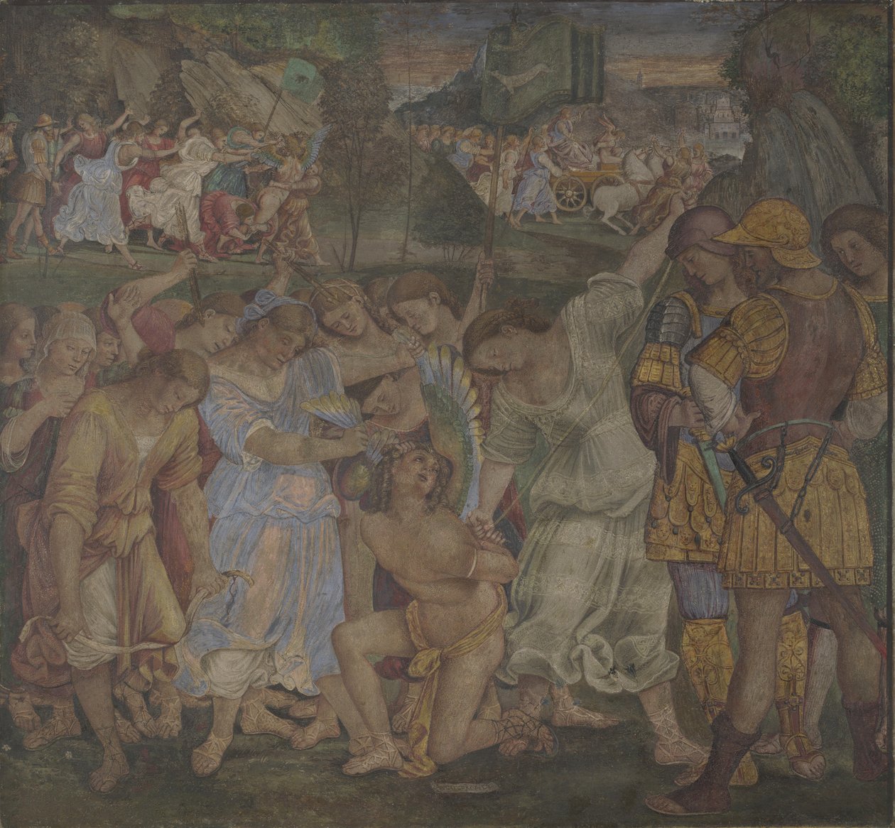 Il trionfo della castità: Amore disarmato e legato, affreschi dal Palazzo del Magnifico, Siena da Luca Signorelli