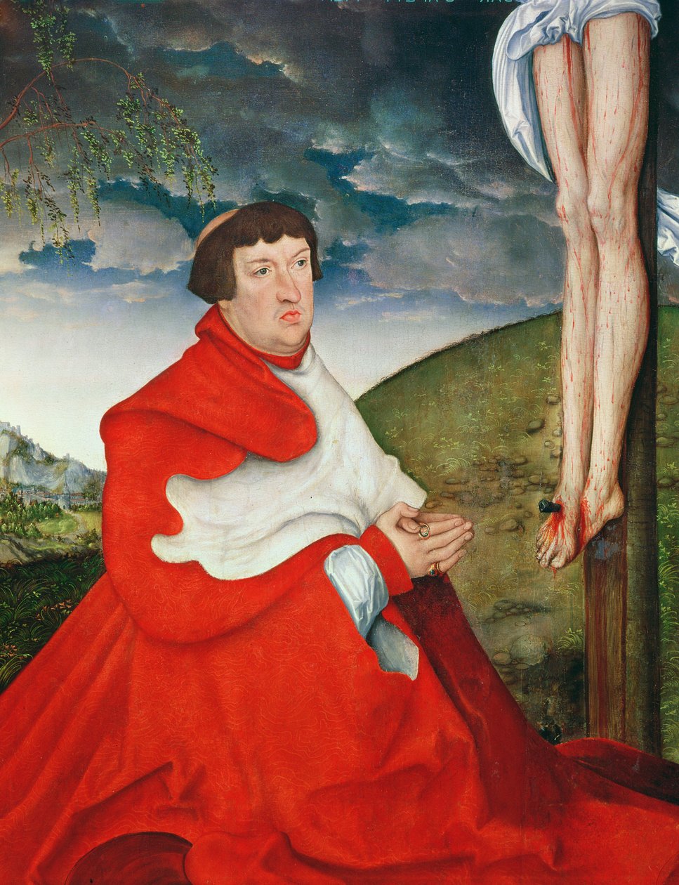 Alberto, Cardinale Elettore di Magonza ai piedi della Croce (dettaglio) da Lucas Cranach the Elder