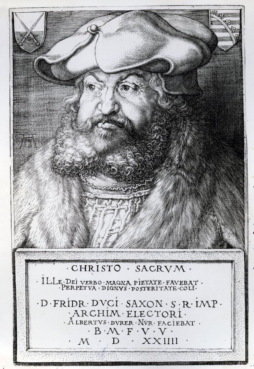 Friedrich III, Elettore di Sassonia, inciso da Albrecht Durer, 1524 da Lucas Cranach the Elder