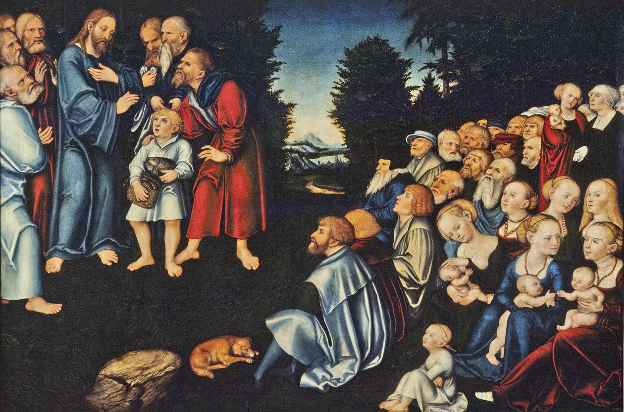 Il miracolo dei cinque pani e due pesci da Lucas Cranach the Elder