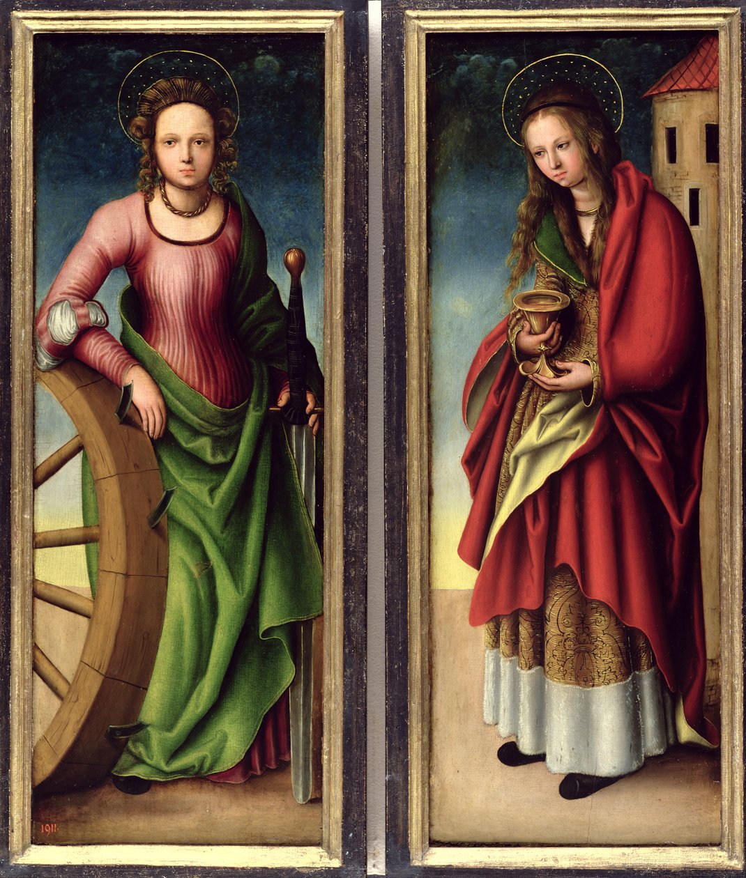 Santa Caterina e Santa Barbara da Lucas studio of Cranach