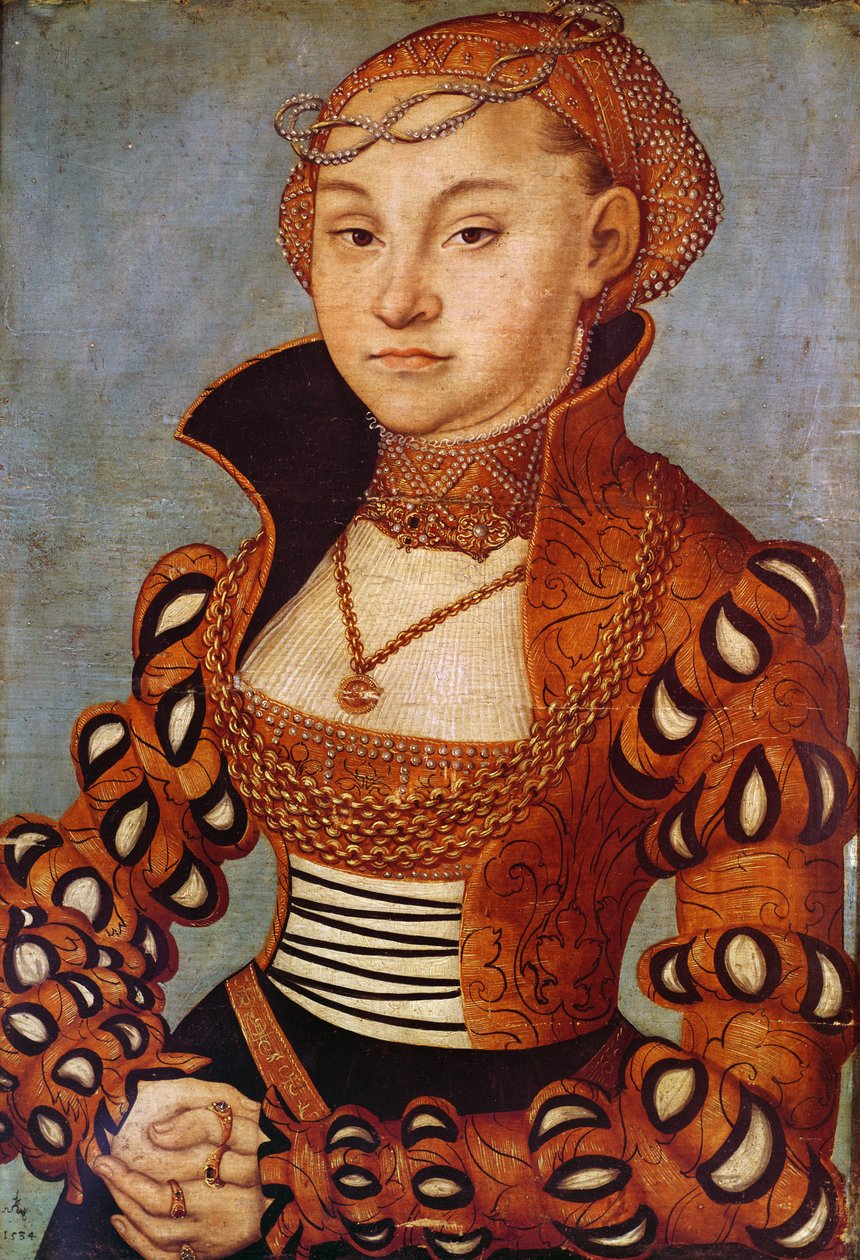 Ritratto di una nobile sassone, 1534 da Lucas Cranach the Elder