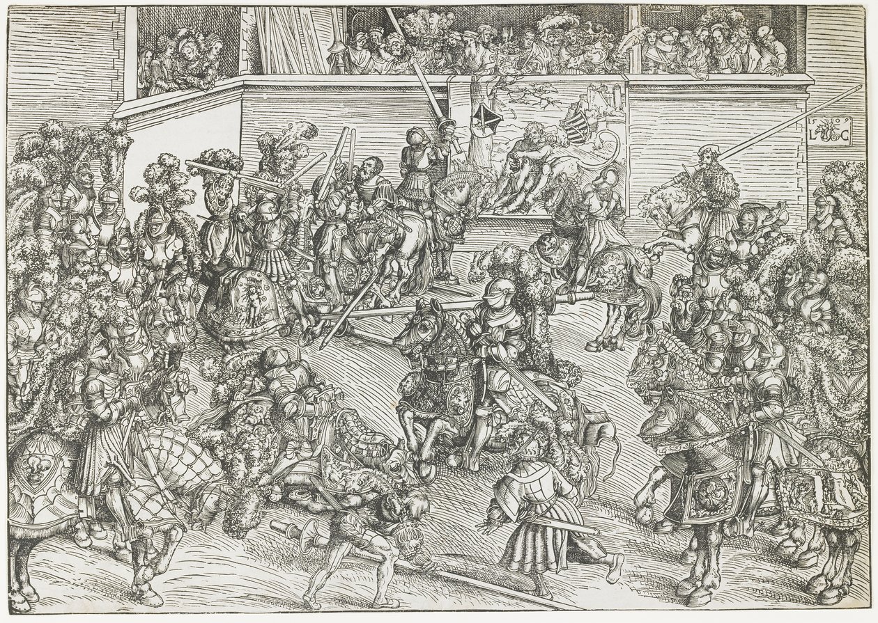 Il secondo torneo con arazzo di Sansone e il leone, 1509 da Lucas Cranach the Elder