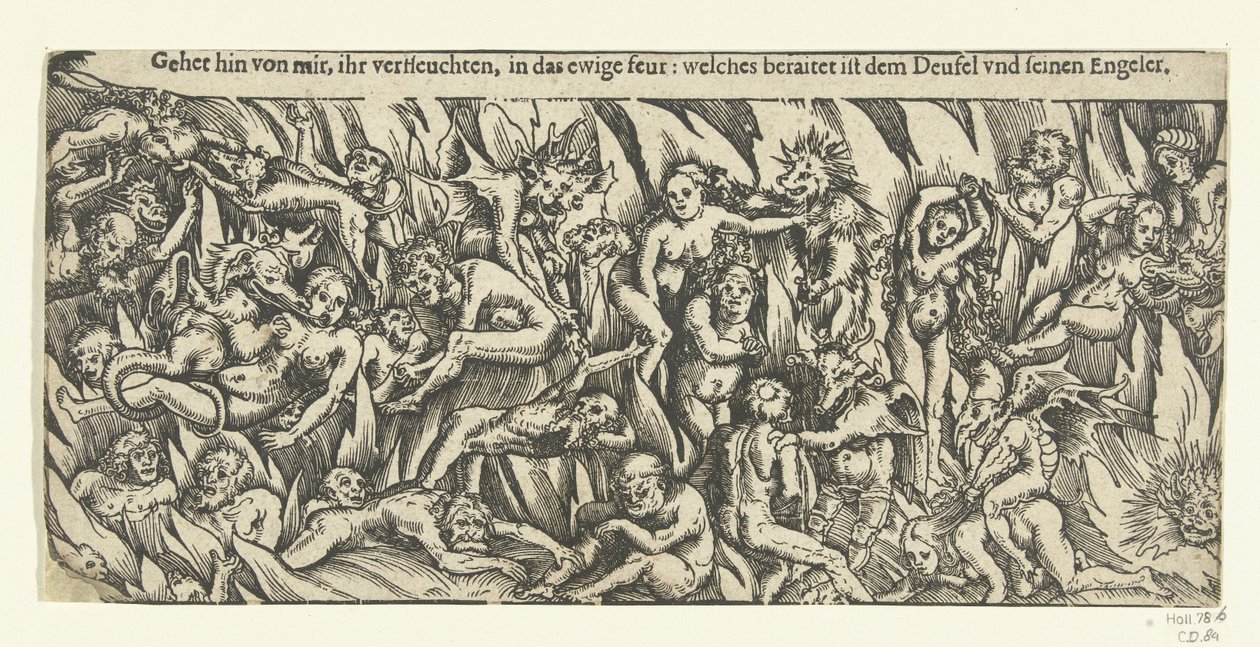 Inferno con demoni e dannati nel fuoco eterno da Lucas Cranach
