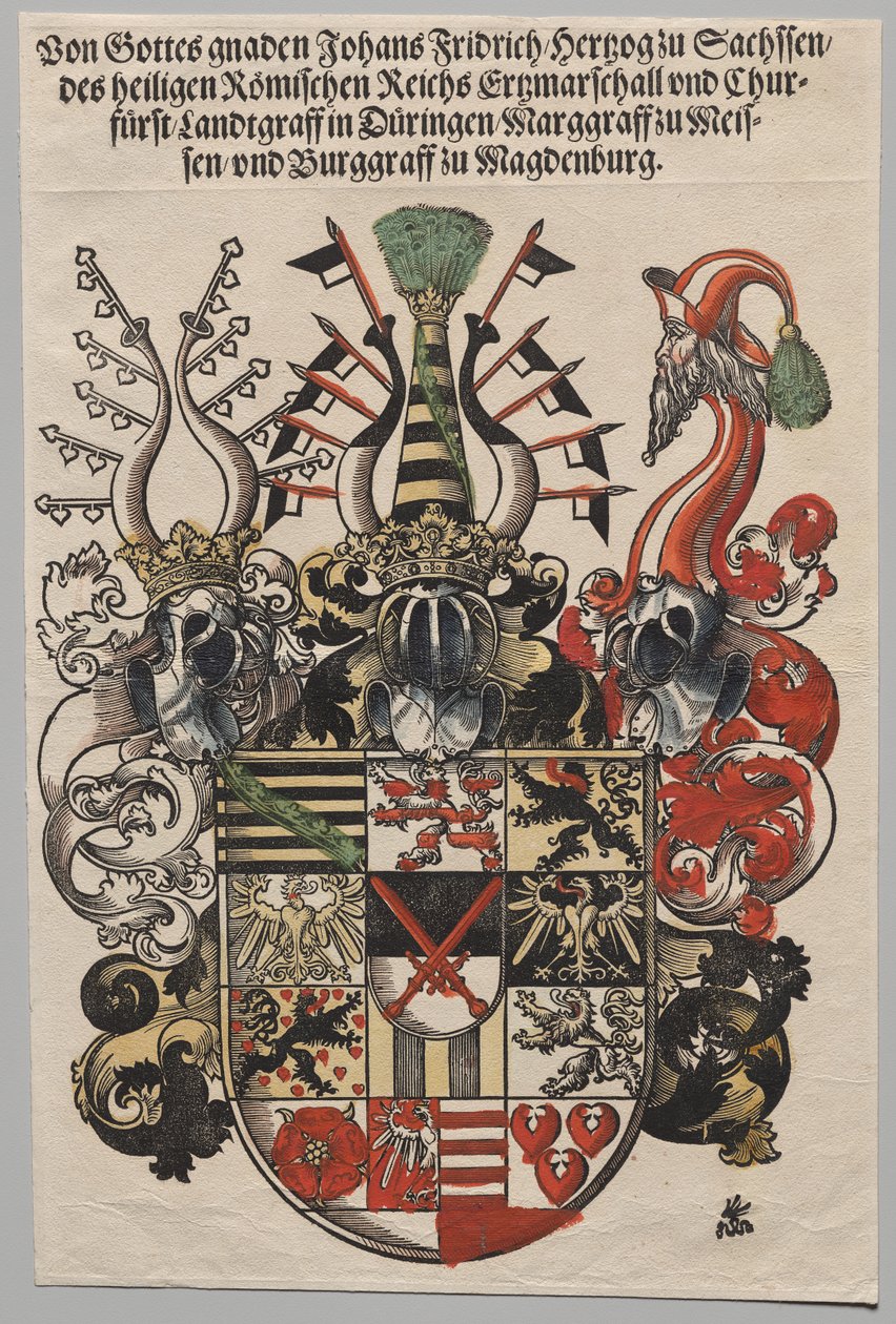 Stemma di Giovanni Federico, Elettore di Sassonia, detto il Magnanimo da Lucas Cranach