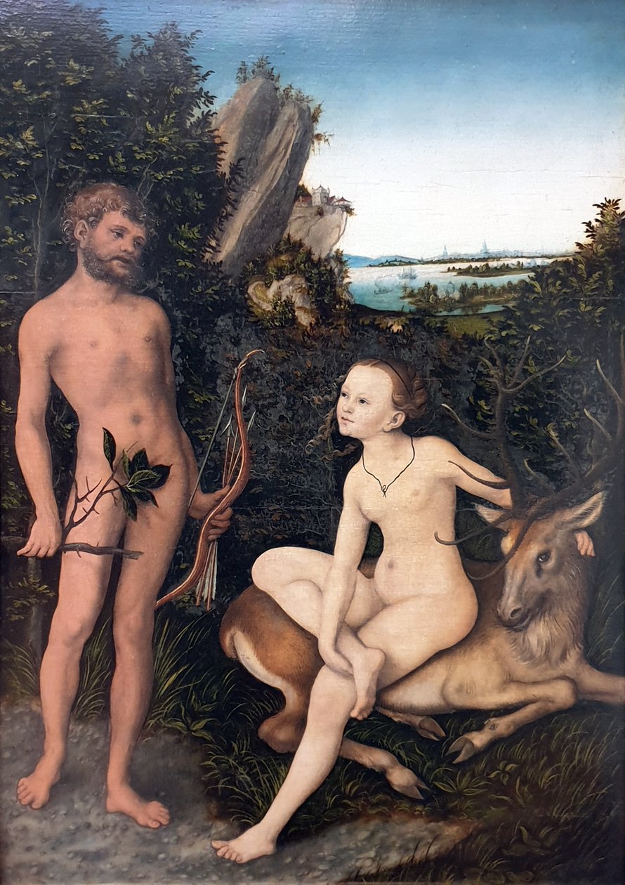 Tedesco: Landschaft mit Apoll und Diana Apollo e Diana in un paesaggio boscoso da Lucas Cranach the Elder