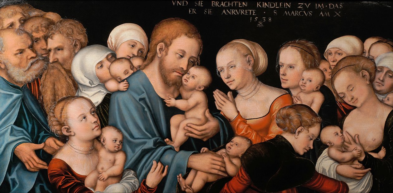 Tedesco: Lasset die Kindlein zu mir kommen (Christus segnet die Kinder) Lascia che i bambini vengano a me (Cristo benedice i bambini) da Lucas Cranach the Elder