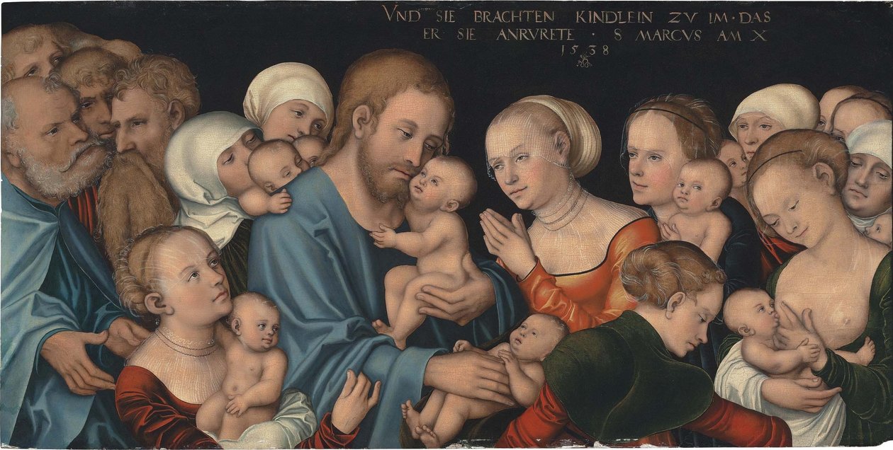 Tedesco: Lasset die Kindlein zu mir kommen (Christus segnet die Kinder) Lascia che i bambini vengano a me (Cristo benedice i bambini) da Lucas Cranach the Elder