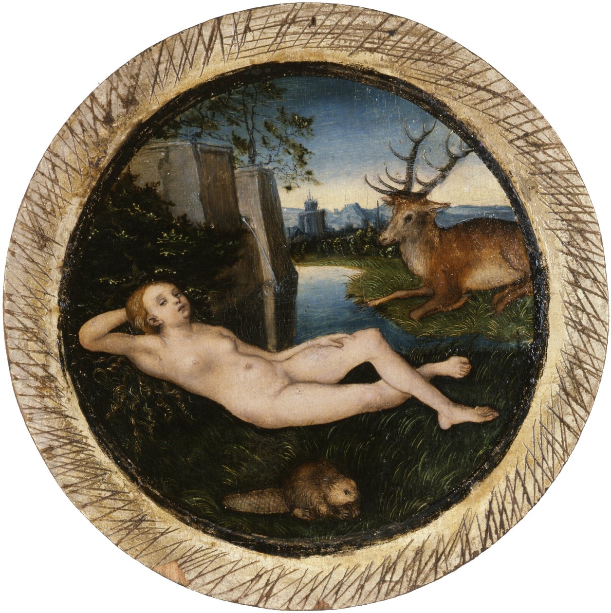 Tedesco: Ninfa a riposo in primavera Ninfa reclinata da Lucas Cranach the Elder