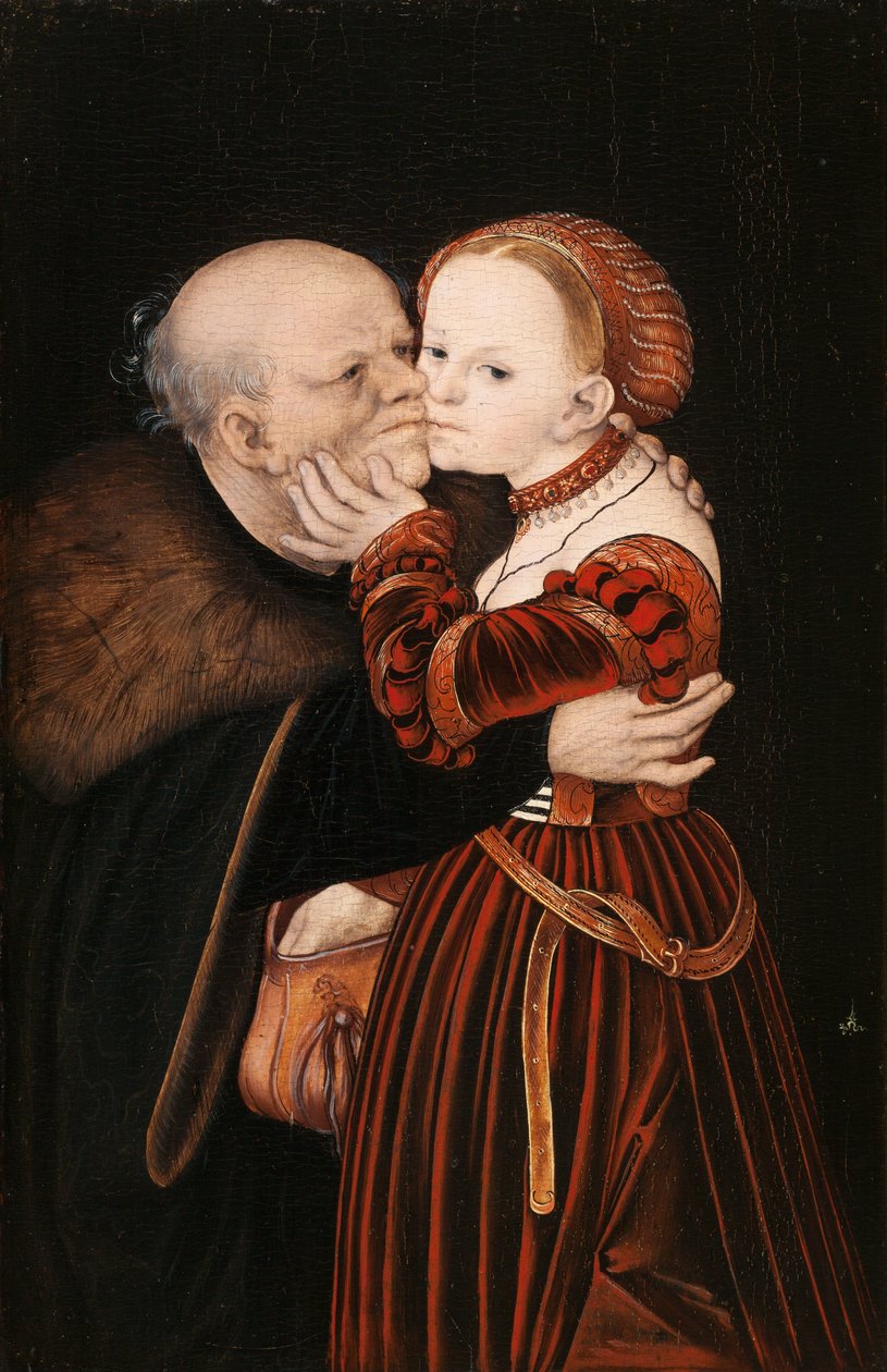 Tedesco: Ungleiches Paar / Der alte Narr Amanti male assortiti / Il vecchio sciocco da Lucas Cranach the Elder