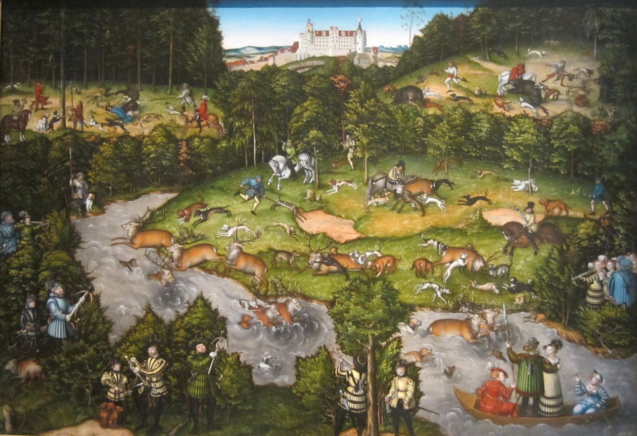 Caccia vicino al castello di Hartenfels da Lucas Cranach the Elder