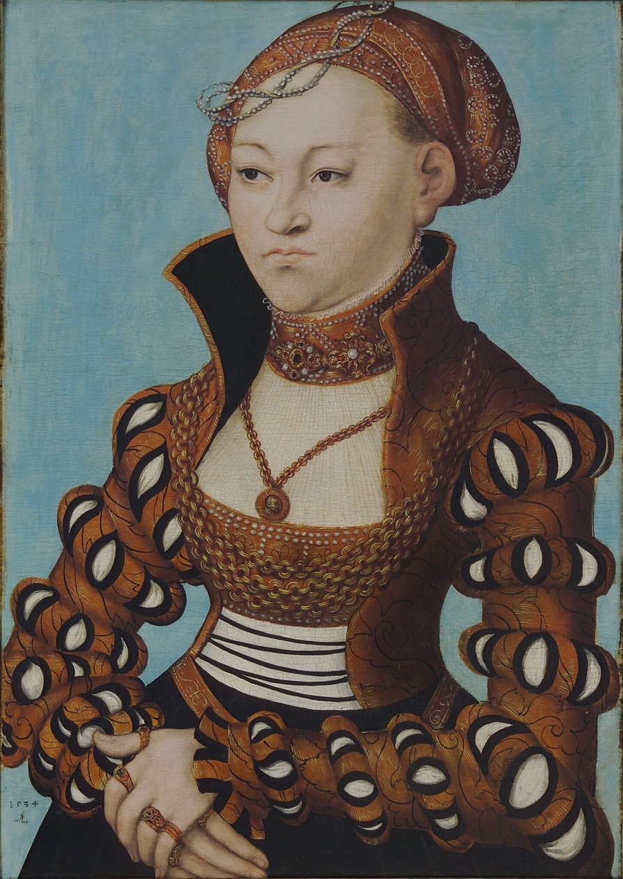 Ritratto della principessa Maria di Sassonia con corona nuziale da Lucas Cranach the Elder