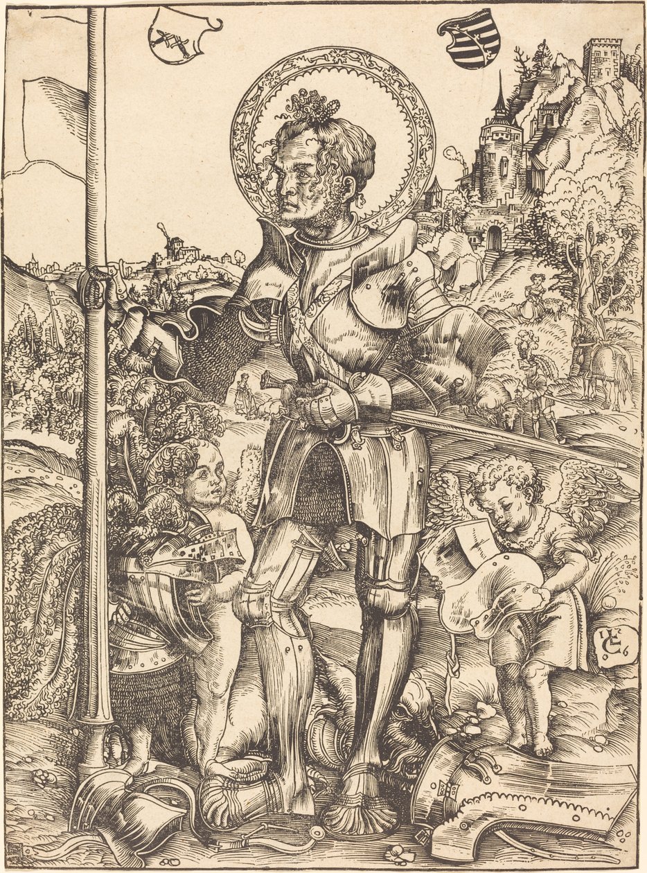 San Giorgio in piedi, con due angeli da Lucas Cranach the Elder