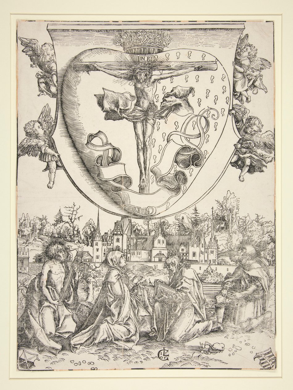 La Vergine, San Giovanni, San Lorenzo e San Rocco con le armi del Sacro Cuore da Lucas Cranach the Elder