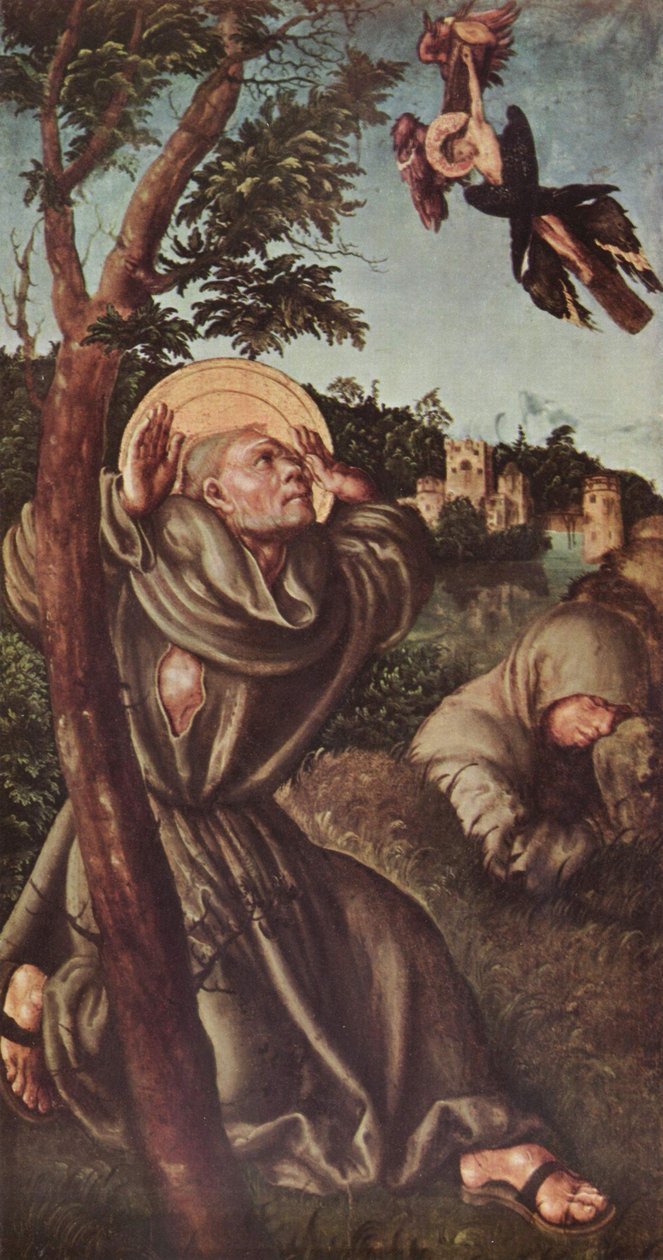 Tedesco: Die Stigmatisation des hl. Franziskus La stigmatizzazione di San Francesco da Lucas Cranach the Elder and workshop