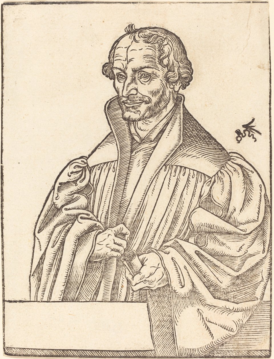 Filippo Melantone, mezzo busto a sinistra, dietro un parapetto da Lucas Cranach the Younger