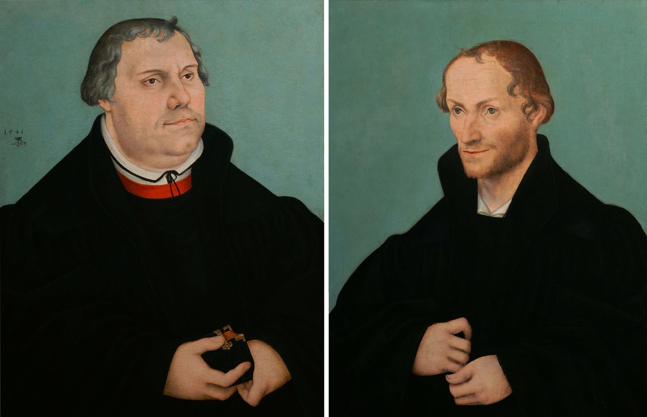 Ritratto di Martin Lutero amp; Ritratto di Philippe Melantone da Lucas Cranach the Younger