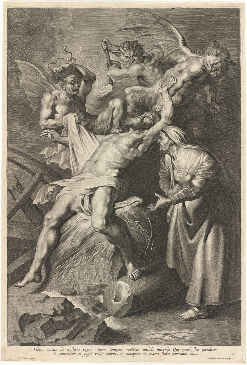 Giobbe tormentato dai demoni e maltrattato dalla moglie da Lucas Emil Vorsterman after Sir Peter Paul Rubens