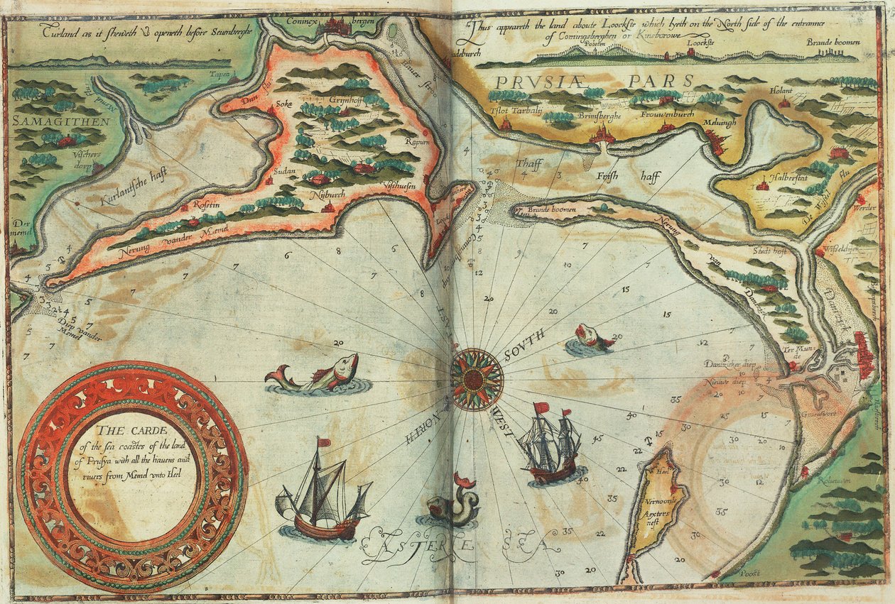 Costa della Prussia con tutti i porti e i fiumi da Memel a Heel da Lucas Janszoon Waghenaer