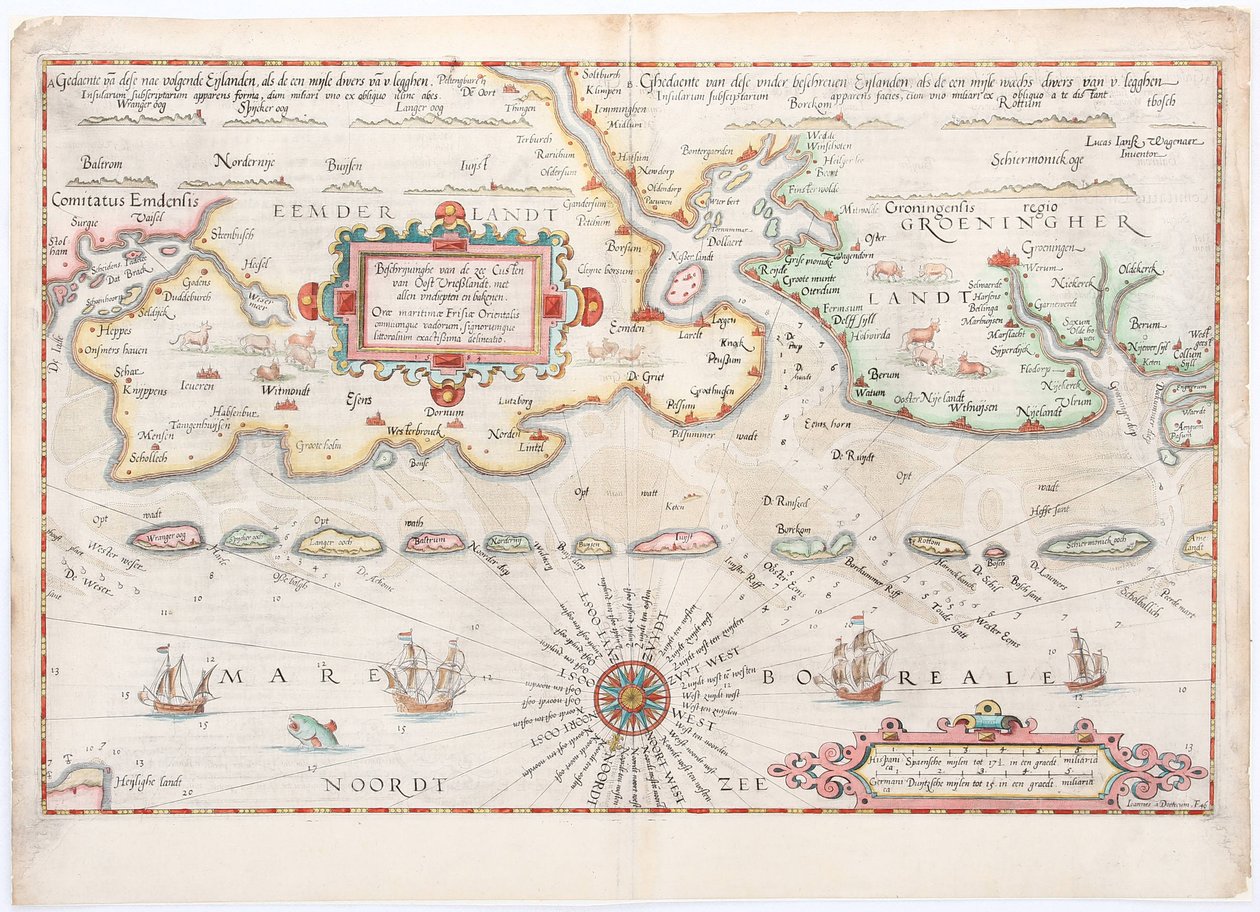 Mappa della Frisia orientale 1584 di Waghenaer da Lucas Janszoon Waghenaer