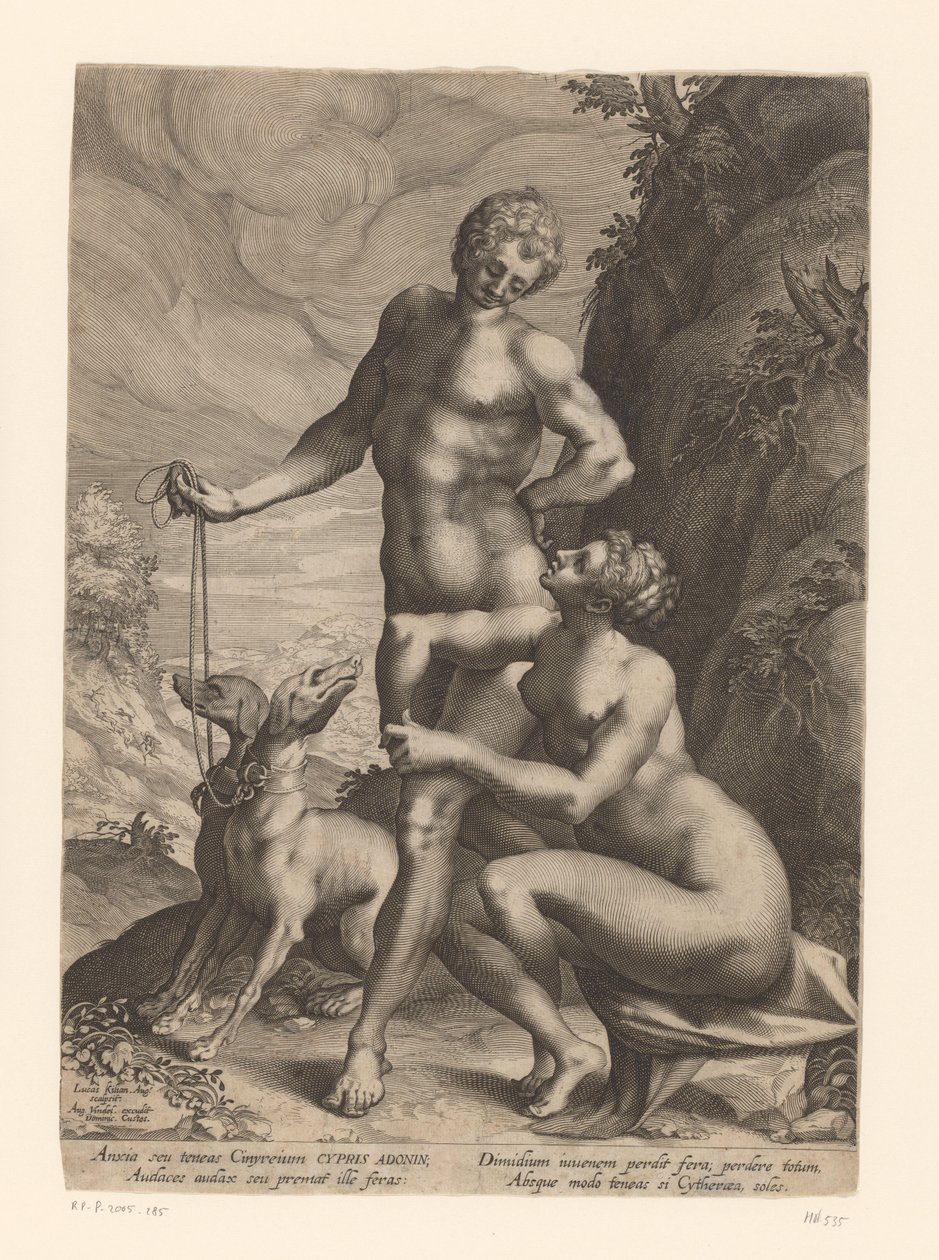 Venere e Adone con due cani da Lucas Kilian
