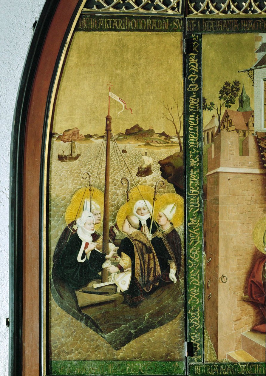 Viaggio di San Lazzaro e delle Sante Maddalene e Maria ... (tempera su pergamena) da Lucas Moser