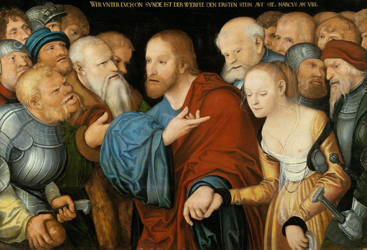 Cristo e la Donna Adultera, c.1520-50 da Lucas studio of Cranach