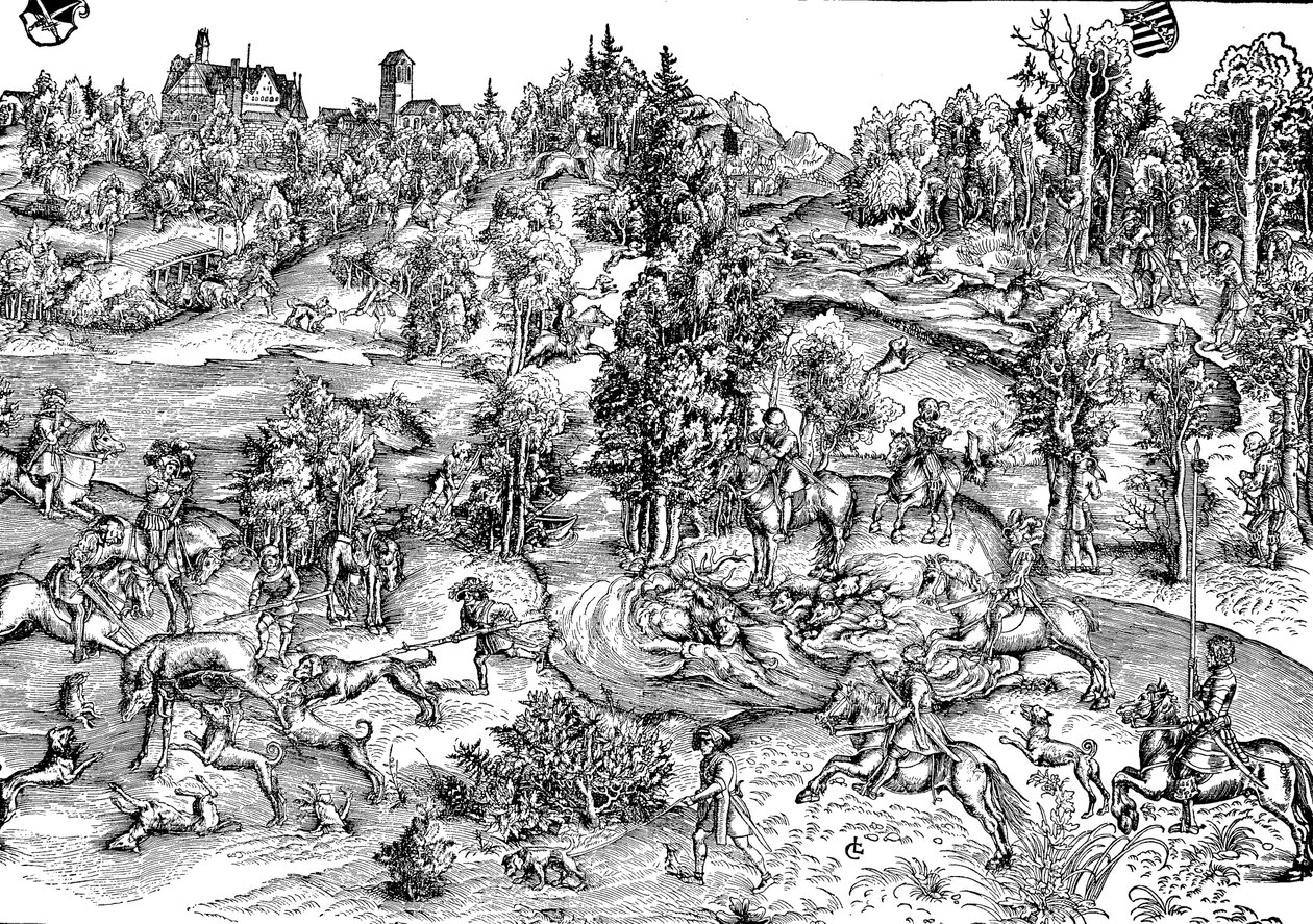 Caccia al cervo in campagna da Lucas the Elder (after) Cranach