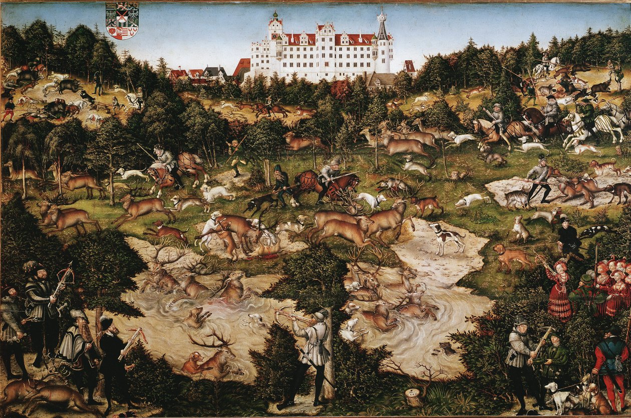Caccia in onore di Carlo V al castello di Torgau da Lucas the Elder Cranach