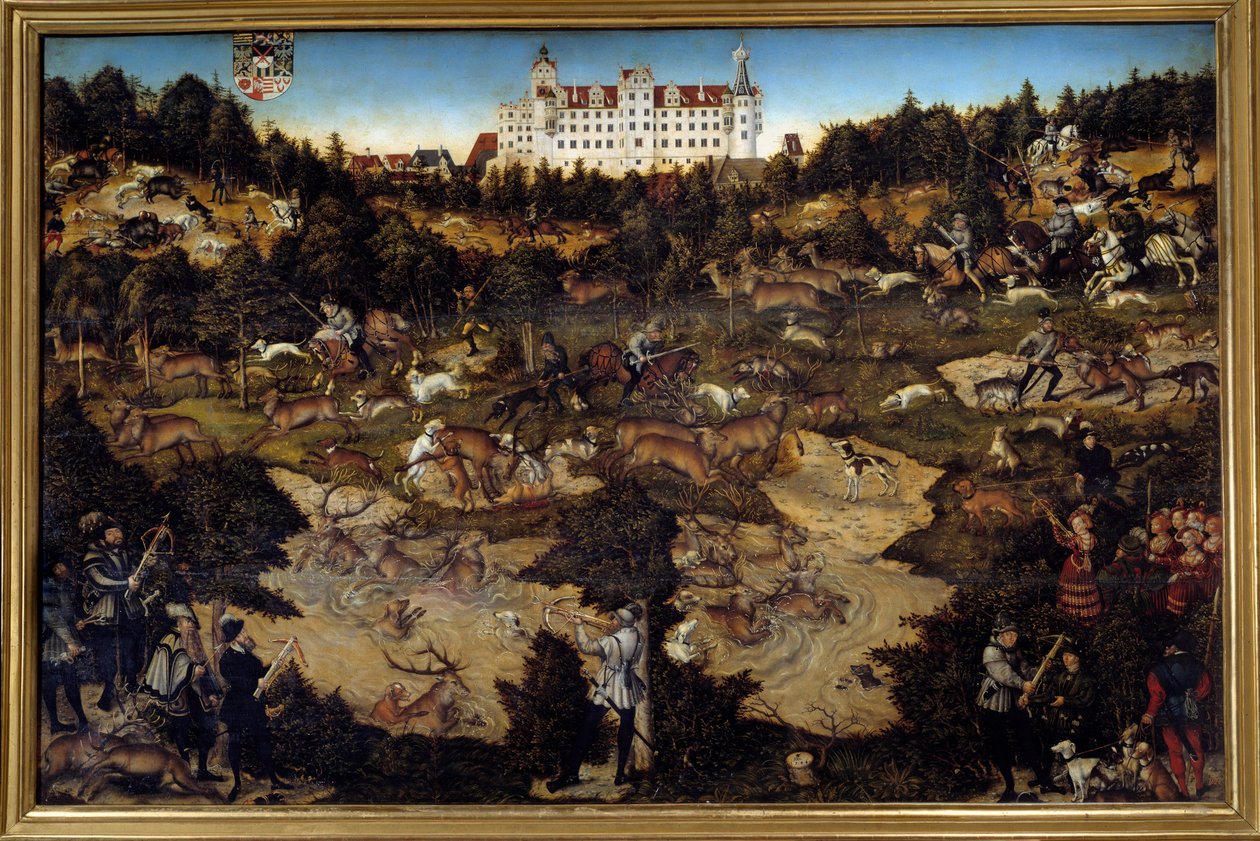 Caccia in onore di Carlo V al Castello di Torgau da Lucas the Elder Cranach