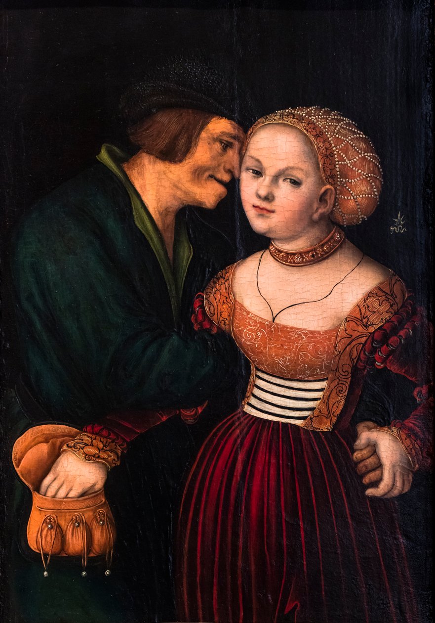 Il vecchio innamorato o Gli amanti disadattati, 1530 circa (olio su tavola) da Lucas the Elder Cranach