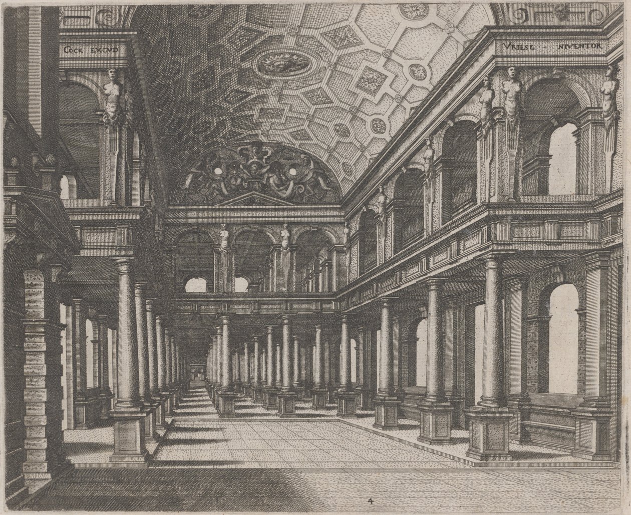 Vista in una sala con colonne toscane da Lucas van Doetechum and Johannes