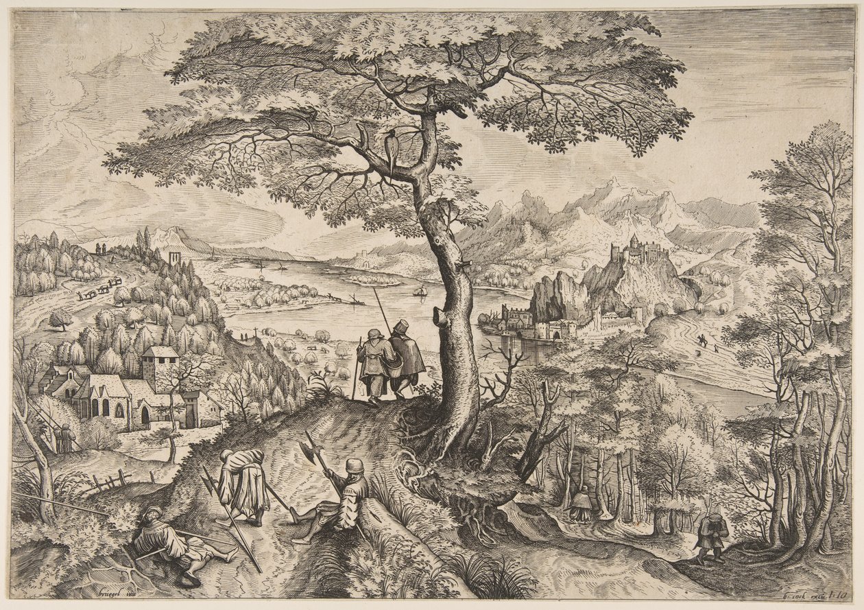 Soldati a riposo Milites Requiescentes da I grandi paesaggi, ca. 1555-56 da Lucas van Doetecum