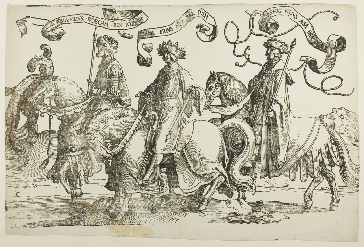 Abijah, Asa, Jehosafat, tavola due, da I Dodici Re di Israele da Lucas van Leyden